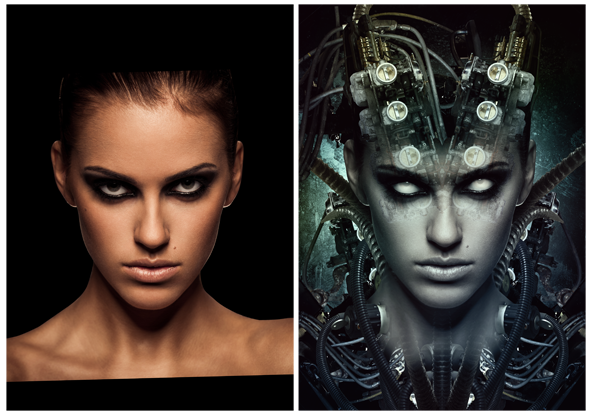 Giger Photoshop Tutorial Before and After