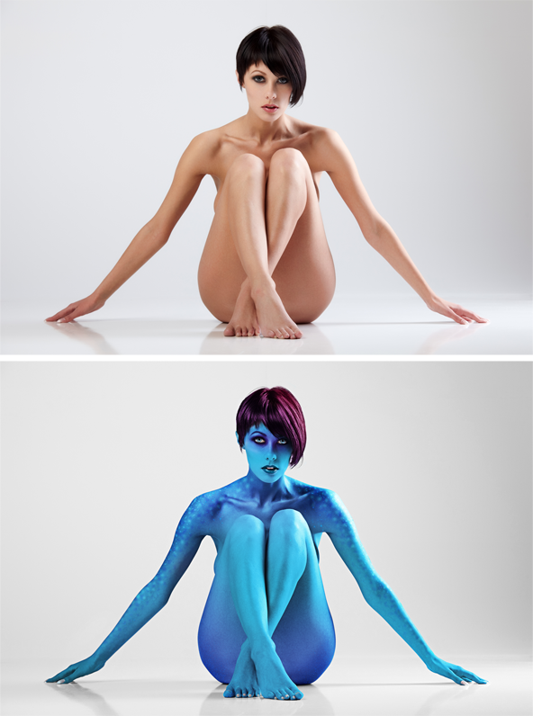Photoshop Body Paint Tutorial Before and After